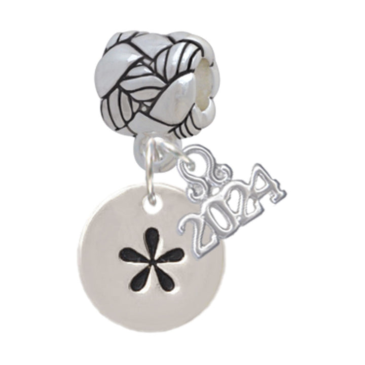Delight Jewelry Silvertone Disc - Symbol - Woven Rope Charm Bead Dangle with Year 2024 Image 7