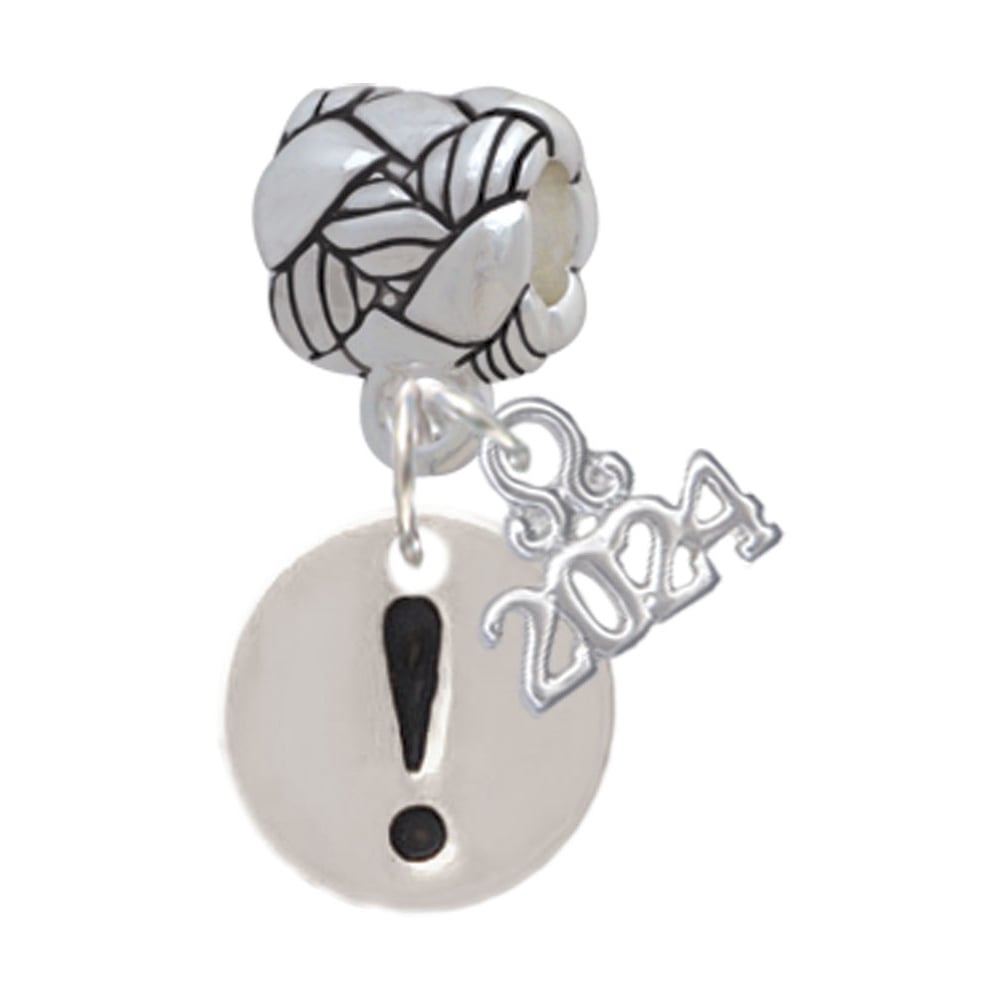 Delight Jewelry Silvertone Disc - Symbol - Woven Rope Charm Bead Dangle with Year 2024 Image 1