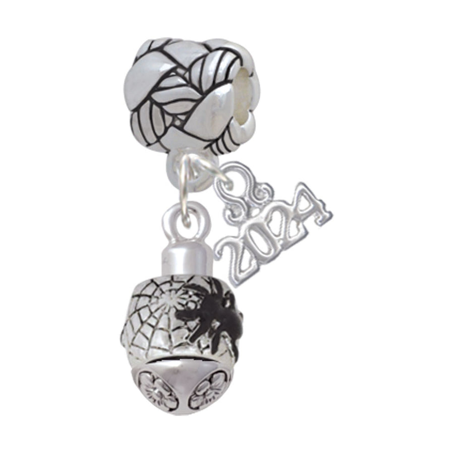 Delight Jewelry Plated Black Spider on Web Spinner Woven Rope Charm Bead Dangle with Year 2024 Image 1
