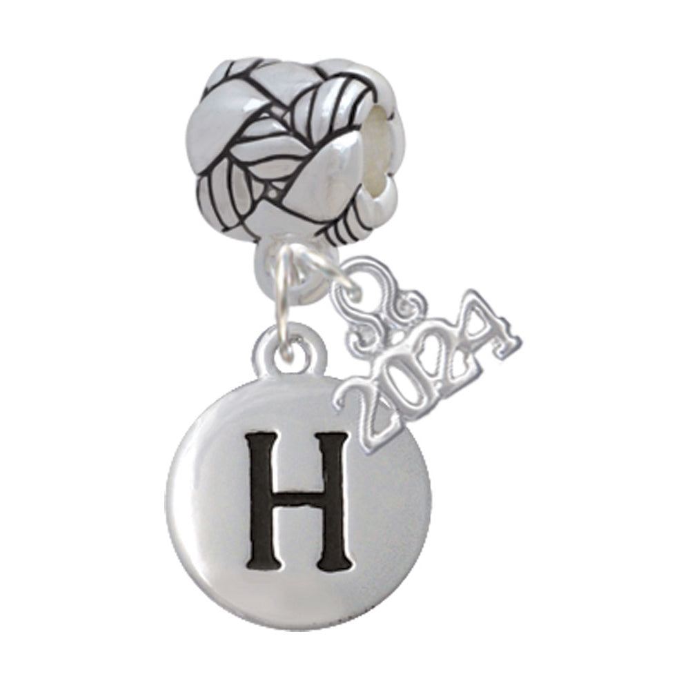 Delight Jewelry Silvertone Capital Letter - Pebble Disc - Woven Rope Charm Bead Dangle with Year 2024 Image 8