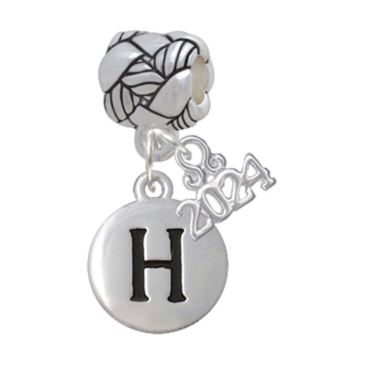 Delight Jewelry Silvertone Capital Letter - Pebble Disc - Woven Rope Charm Bead Dangle with Year 2024 Image 8