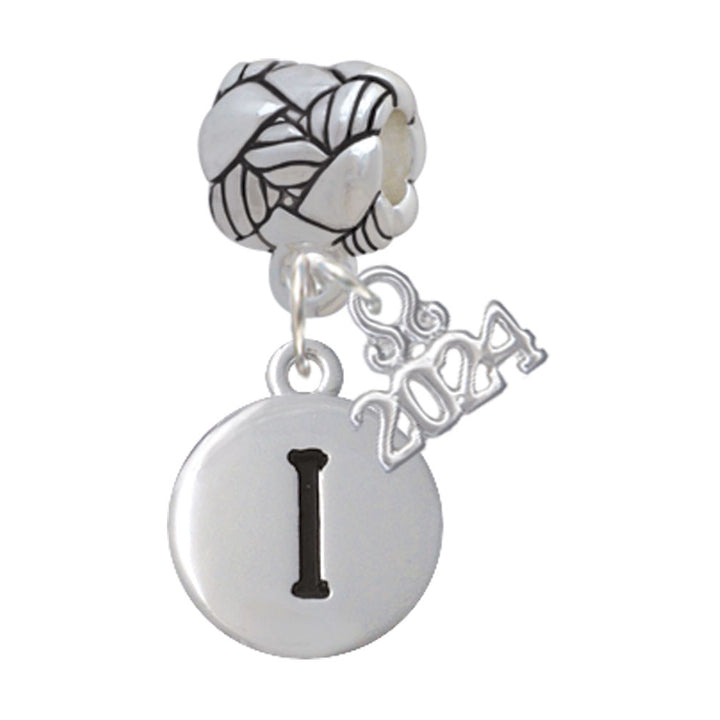 Delight Jewelry Silvertone Capital Letter - Pebble Disc - Woven Rope Charm Bead Dangle with Year 2024 Image 9