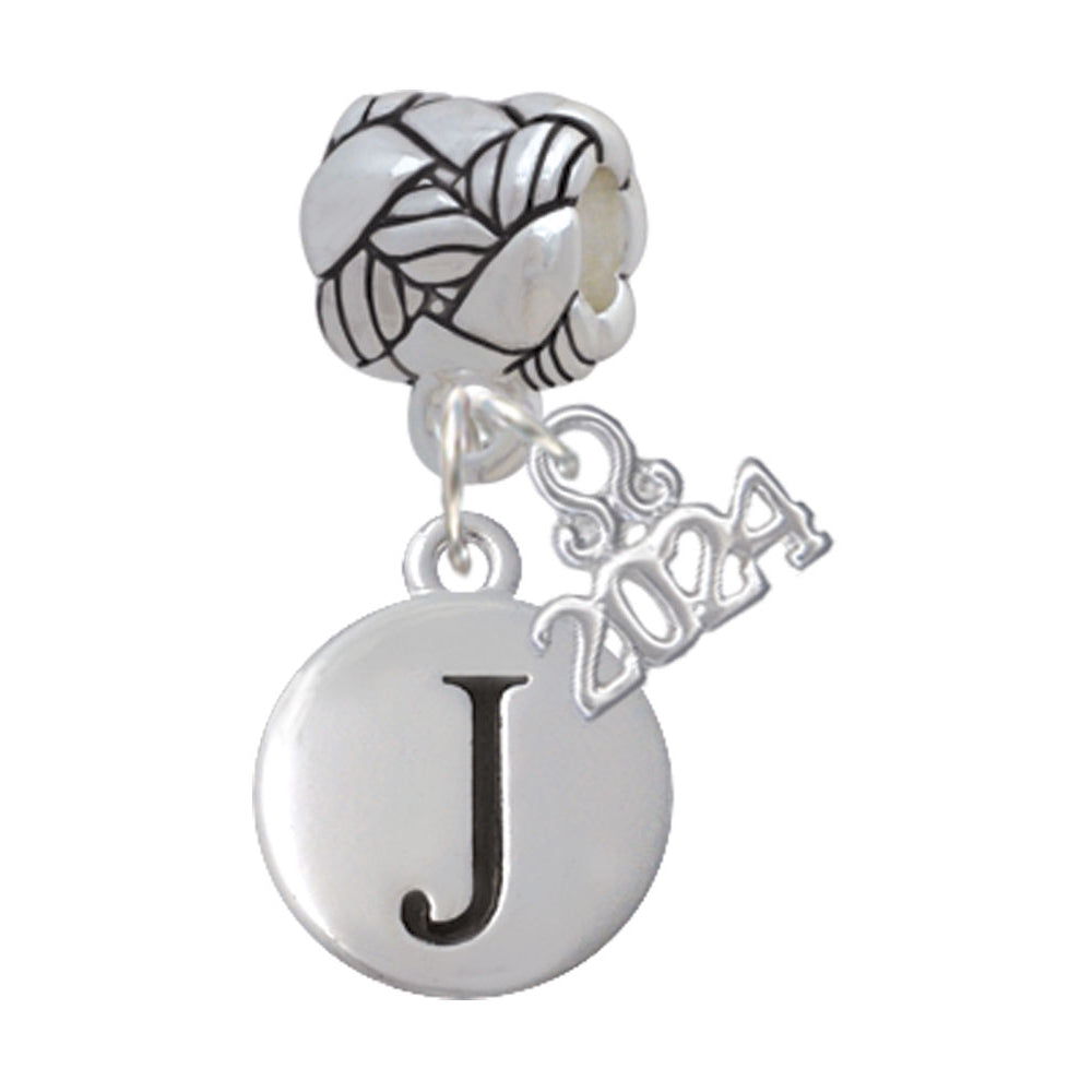 Delight Jewelry Silvertone Capital Letter - Pebble Disc - Woven Rope Charm Bead Dangle with Year 2024 Image 10