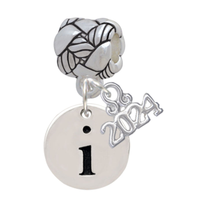 Delight Jewelry Silvertone Disc Initial - Woven Rope Charm Bead Dangle with Year 2024 Image 7