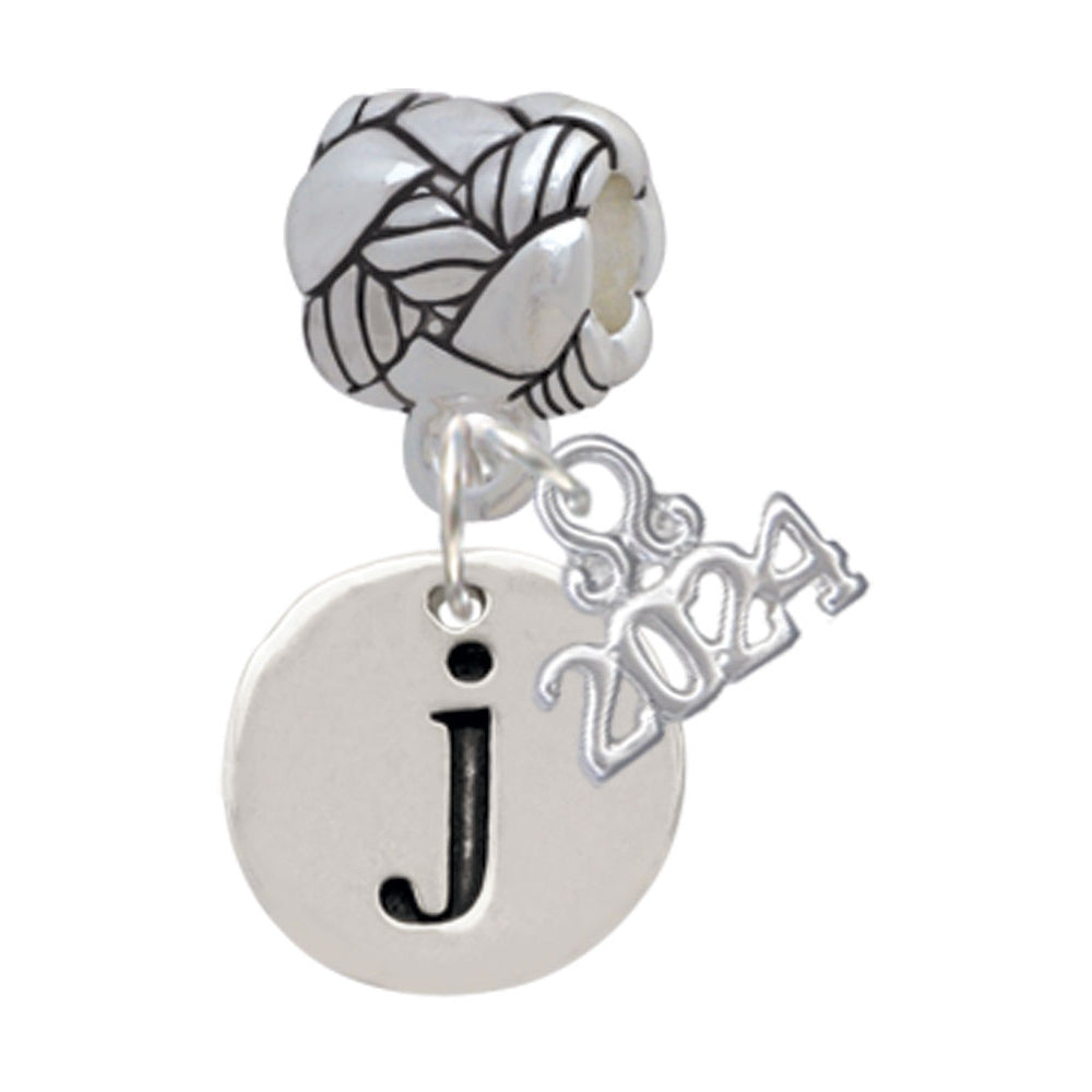 Delight Jewelry Silvertone Disc Initial - Woven Rope Charm Bead Dangle with Year 2024 Image 8
