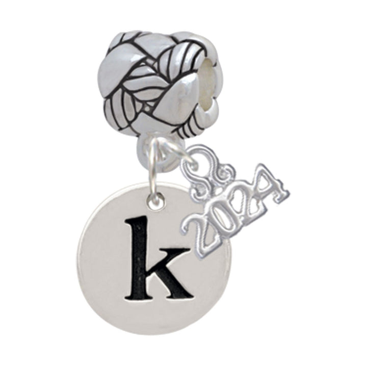 Delight Jewelry Silvertone Disc Initial - Woven Rope Charm Bead Dangle with Year 2024 Image 9