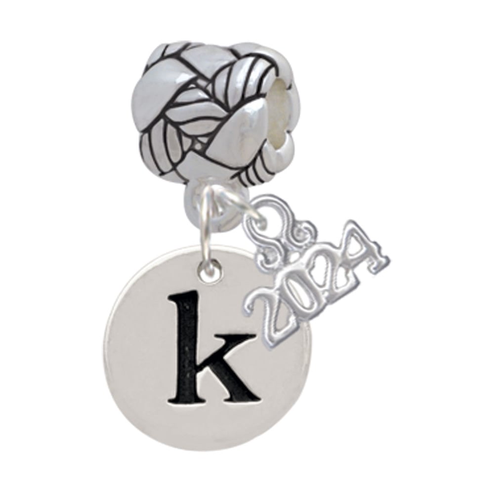 Delight Jewelry Silvertone Disc Initial - Woven Rope Charm Bead Dangle with Year 2024 Image 1