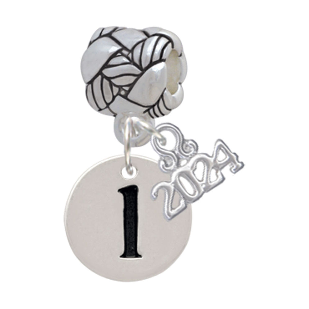 Delight Jewelry Silvertone Disc Initial - Woven Rope Charm Bead Dangle with Year 2024 Image 10