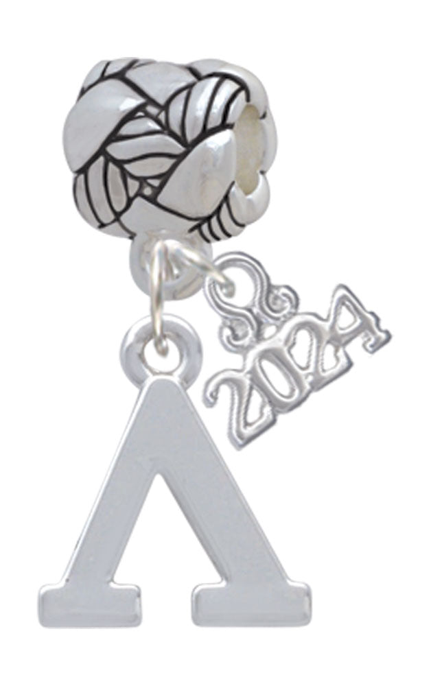Delight Jewelry Silvertone Large Greek Letter - Woven Rope Charm Bead Dangle with Year 2024 Image 4