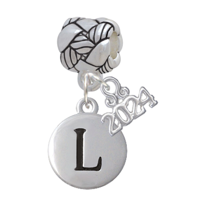 Delight Jewelry Silvertone Capital Letter - Pebble Disc - Woven Rope Charm Bead Dangle with Year 2024 Image 12