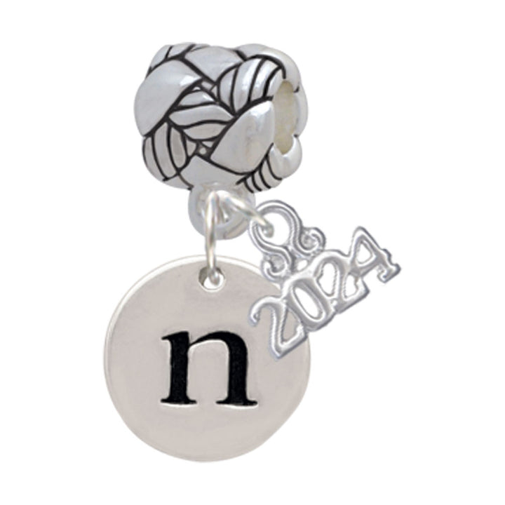 Delight Jewelry Silvertone Disc Initial - Woven Rope Charm Bead Dangle with Year 2024 Image 12