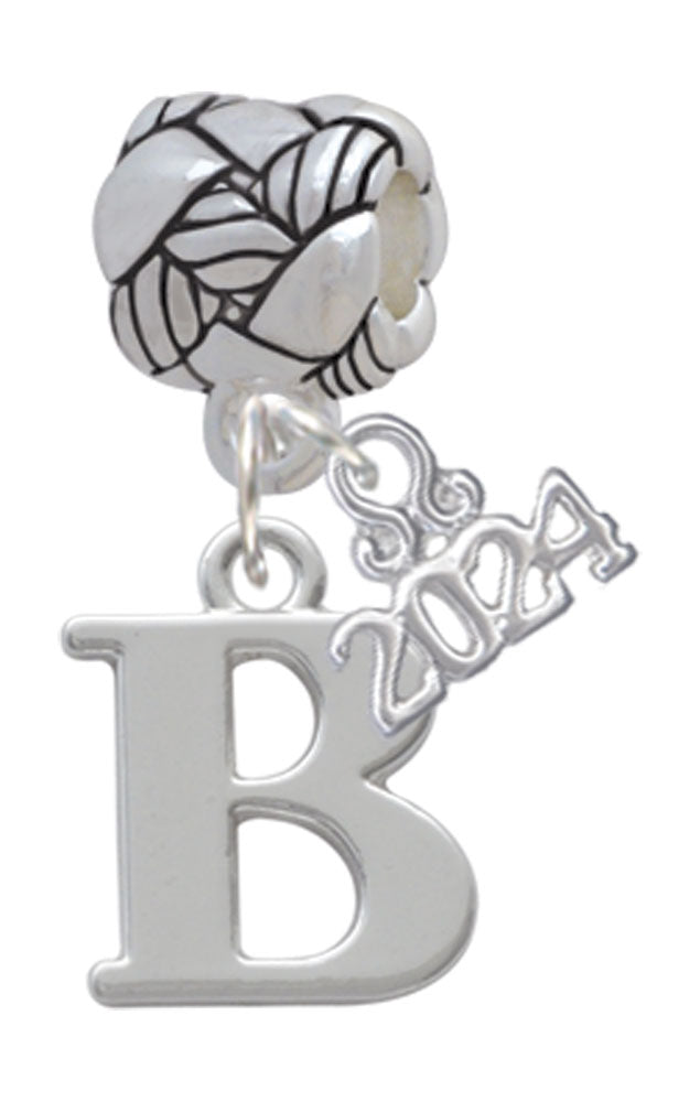 Delight Jewelry Silvertone Large Initial - Woven Rope Charm Bead Dangle with Year 2024 Image 2