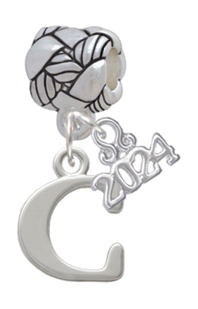 Delight Jewelry Silvertone Large Initial - Woven Rope Charm Bead Dangle with Year 2024 Image 1