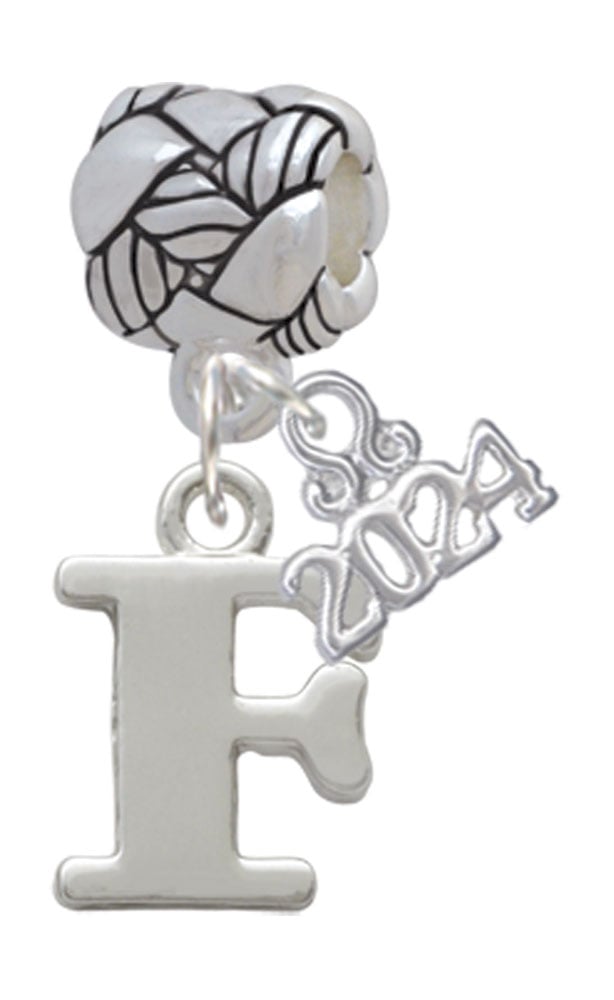 Delight Jewelry Silvertone Large Initial - Woven Rope Charm Bead Dangle with Year 2024 Image 6