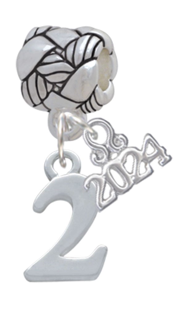 Delight Jewelry Silvertone Number - Woven Rope Charm Bead Dangle with Year 2024 Image 1