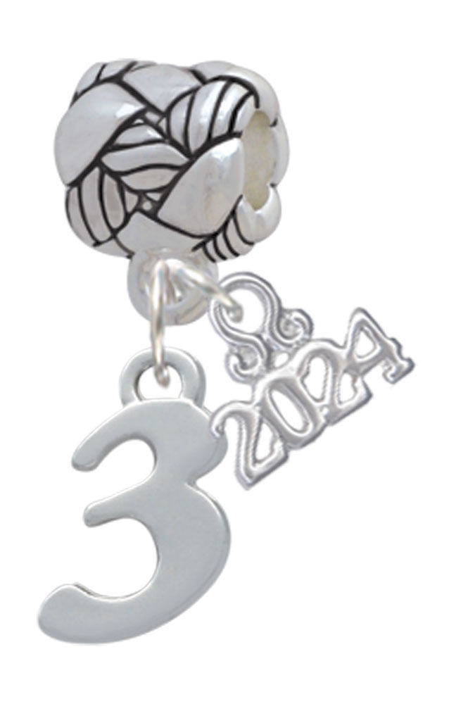 Delight Jewelry Silvertone Number - Woven Rope Charm Bead Dangle with Year 2024 Image 3