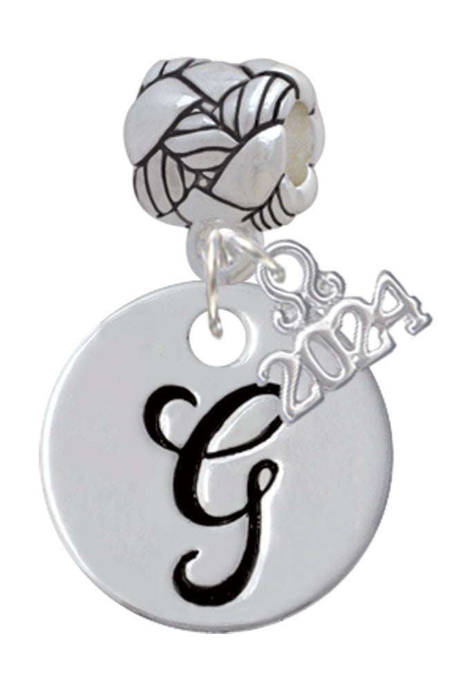 Delight Jewelry Silvertone Large Script Letter Disc - Woven Rope Charm Bead Dangle with Year 2024 Image 7