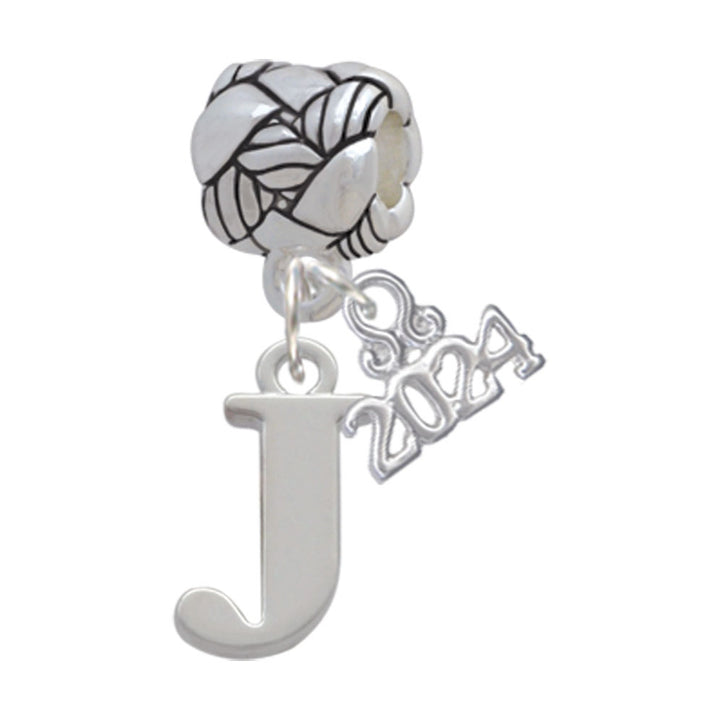 Delight Jewelry Silvertone Large Initial - Woven Rope Charm Bead Dangle with Year 2024 Image 10