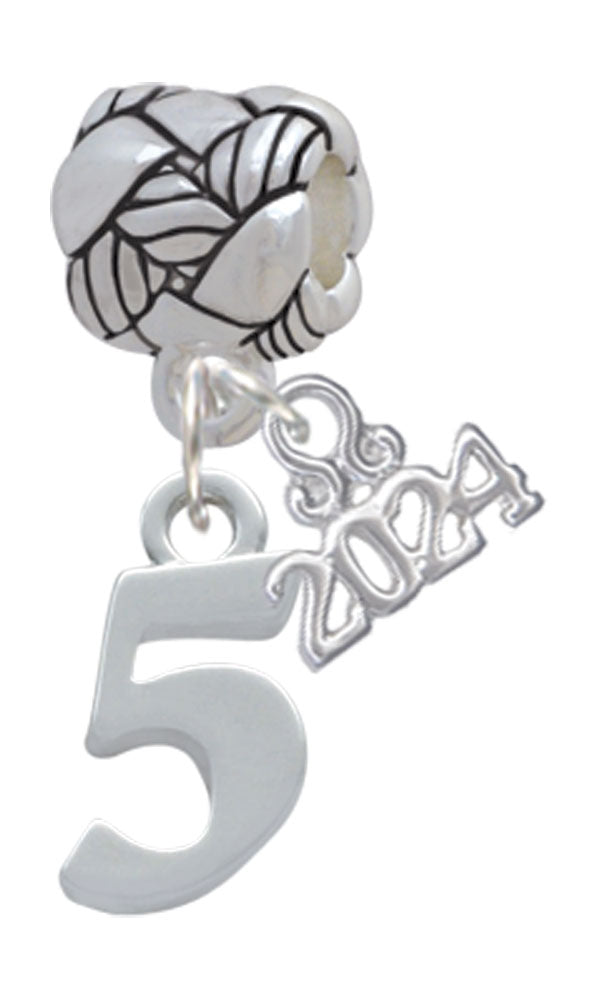 Delight Jewelry Silvertone Number - Woven Rope Charm Bead Dangle with Year 2024 Image 4