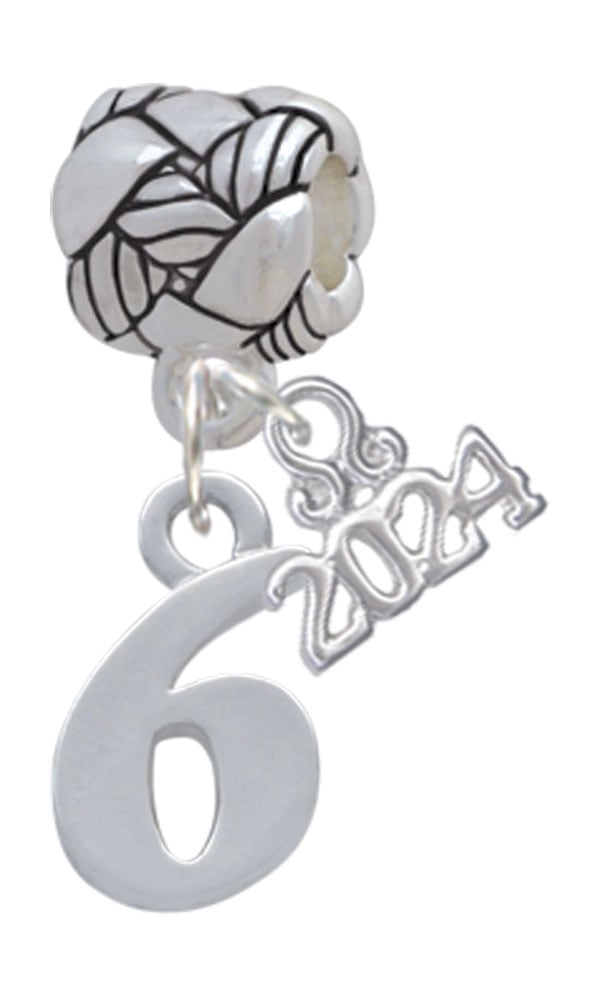 Delight Jewelry Silvertone Number - Woven Rope Charm Bead Dangle with Year 2024 Image 1