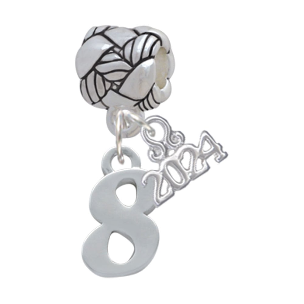 Delight Jewelry Silvertone Number - Woven Rope Charm Bead Dangle with Year 2024 Image 1