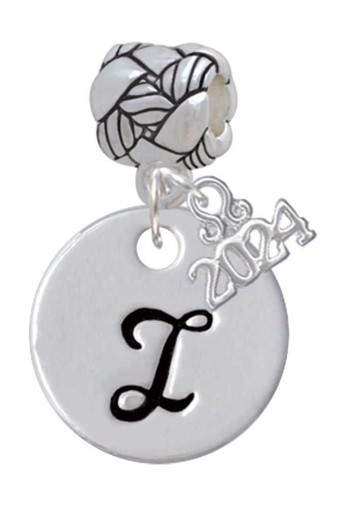 Delight Jewelry Silvertone Large Script Letter Disc - Woven Rope Charm Bead Dangle with Year 2024 Image 9