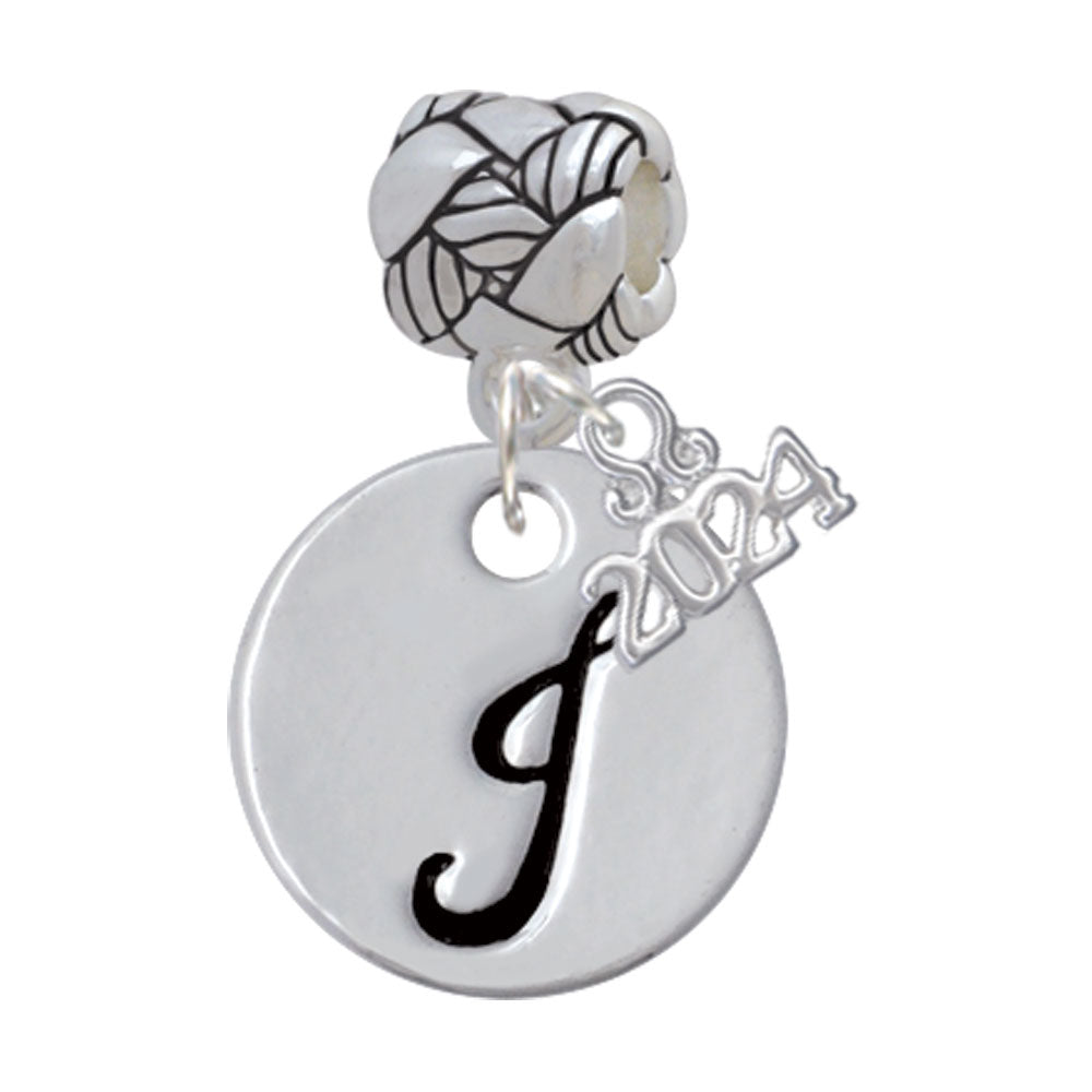 Delight Jewelry Silvertone Large Script Letter Disc - Woven Rope Charm Bead Dangle with Year 2024 Image 10