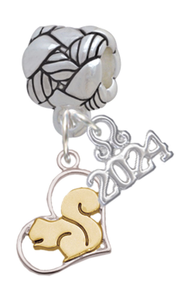 Delight Jewelry Plated Squirrel in Heart - Woven Rope Charm Bead Dangle with Year 2024 Image 1