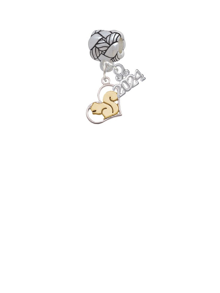 Delight Jewelry Plated Squirrel in Heart - Woven Rope Charm Bead Dangle with Year 2024 Image 2