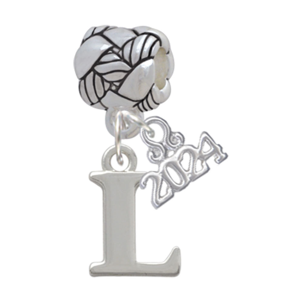 Delight Jewelry Silvertone Large Initial - Woven Rope Charm Bead Dangle with Year 2024 Image 12