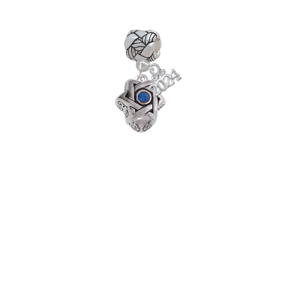 Delight Jewelry Plated Star of David with Blue Crystal Spinner Woven Rope Charm Bead Dangle with Year 2024 Image 2