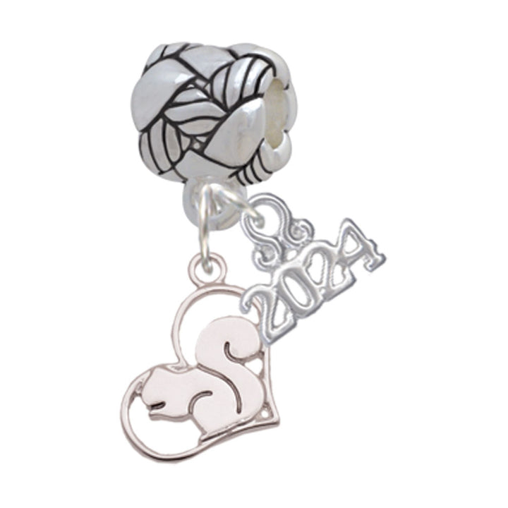Delight Jewelry Plated Squirrel in Heart - Woven Rope Charm Bead Dangle with Year 2024 Image 4