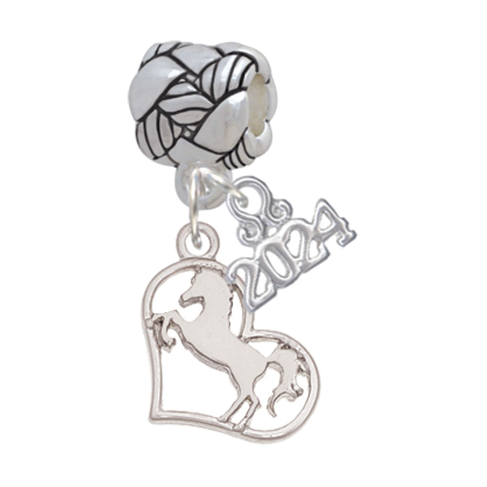 Delight Jewelry Plated Stallion Silhouette Heart Woven Rope Charm Bead Dangle with Year 2024 Image 1
