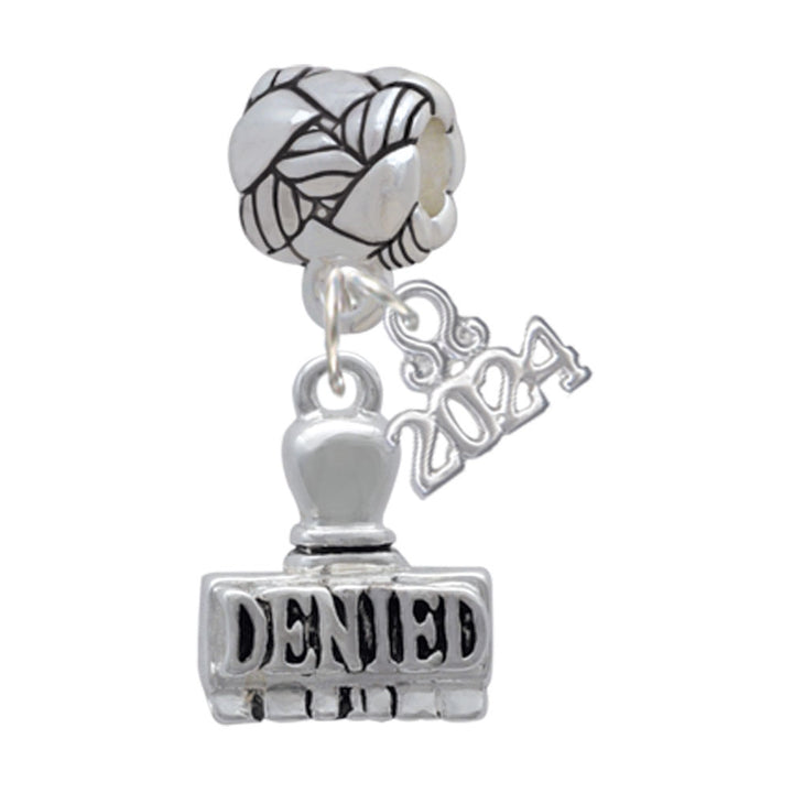 Delight Jewelry Plated 3-D Denied Stamp Woven Rope Charm Bead Dangle with Year 2024 Image 1