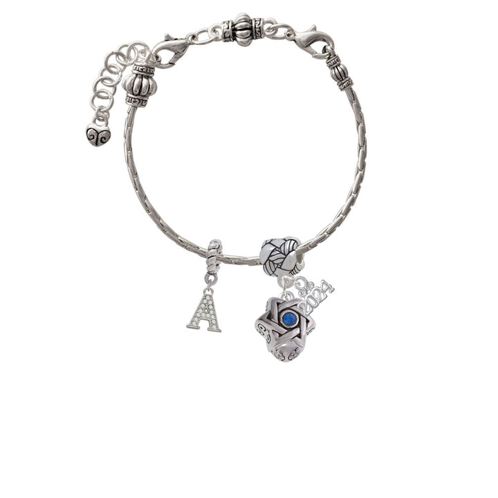 Delight Jewelry Plated Star of David with Blue Crystal Spinner Woven Rope Charm Bead Dangle with Year 2024 Image 3