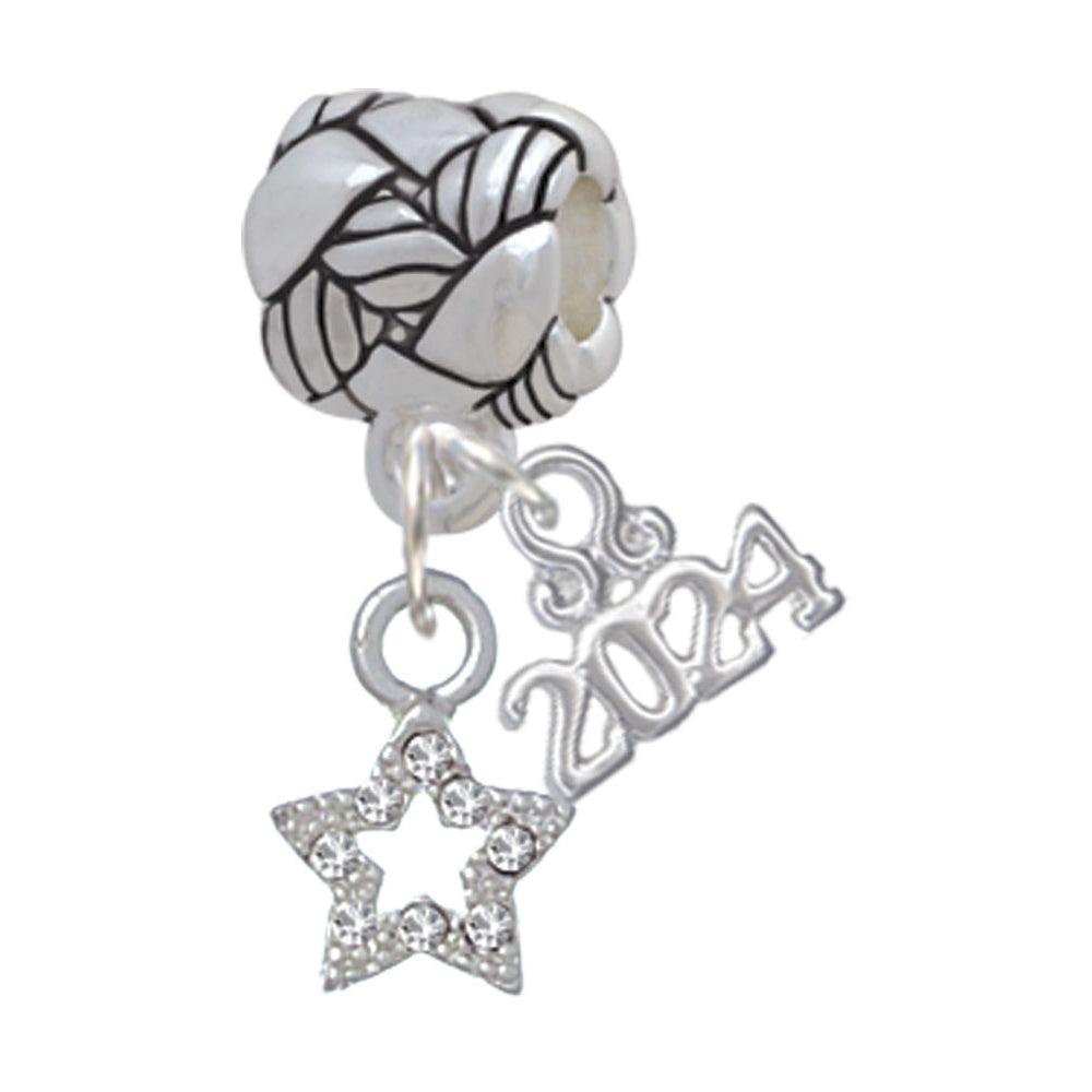 Delight Jewelry Plated Mini Clear Crystal Star Woven Rope Charm Bead Dangle with Year 2024 Image 1