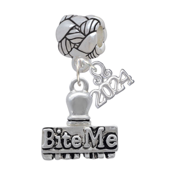 Delight Jewelry Plated 3-D Denied Stamp Woven Rope Charm Bead Dangle with Year 2024 Image 4