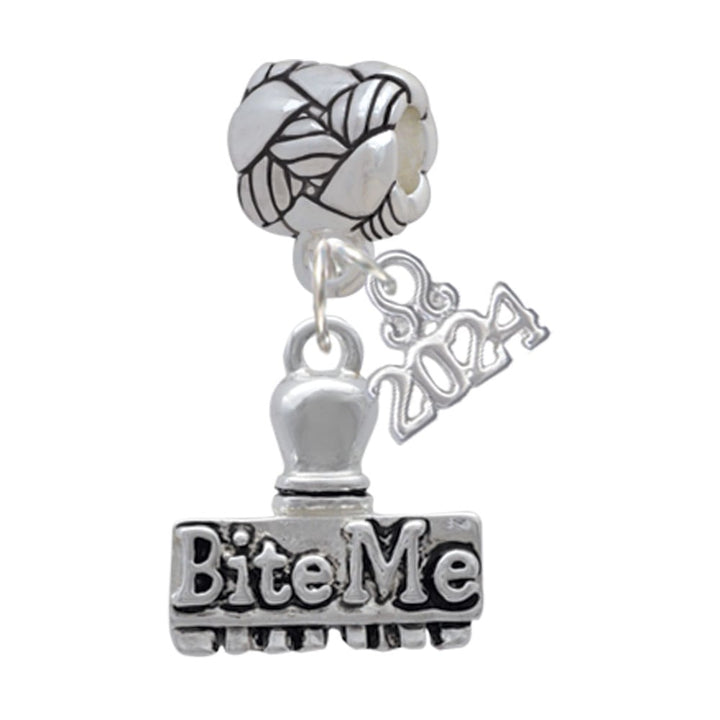 Delight Jewelry Plated 3-D Denied Stamp Woven Rope Charm Bead Dangle with Year 2024 Image 1