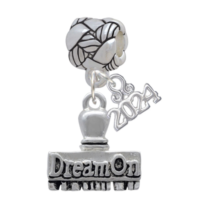 Delight Jewelry Plated 3-D Denied Stamp Woven Rope Charm Bead Dangle with Year 2024 Image 6