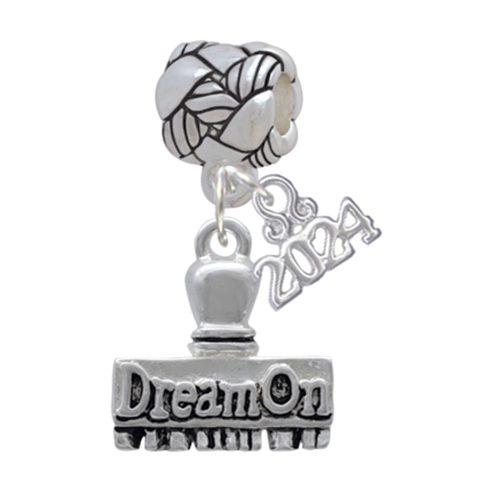 Delight Jewelry Plated 3-D Denied Stamp Woven Rope Charm Bead Dangle with Year 2024 Image 1