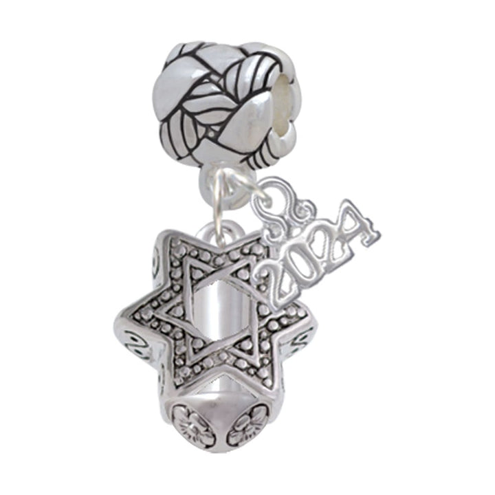 Delight Jewelry Plated Star of David Spinner Woven Rope Charm Bead Dangle with Year 2024 Image 1