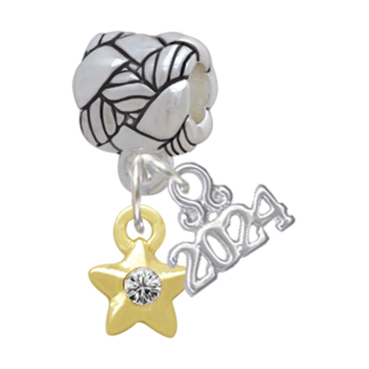 Delight Jewelry Plated Mini Clear Crystal Star Woven Rope Charm Bead Dangle with Year 2024 Image 4