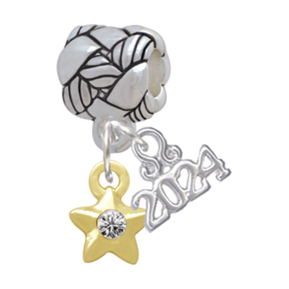 Delight Jewelry Plated Mini Clear Crystal Star Woven Rope Charm Bead Dangle with Year 2024 Image 1