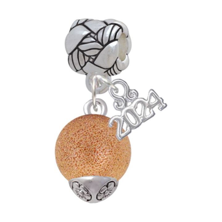 Delight Jewelry 12mm Stardust Round Plated Spinner Woven Rope Charm Bead Dangle with Year 2024 Image 1