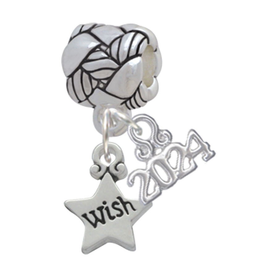 Delight Jewelry Silvertone Mini Message Star Woven Rope Charm Bead Dangle with Year 2024 Image 1