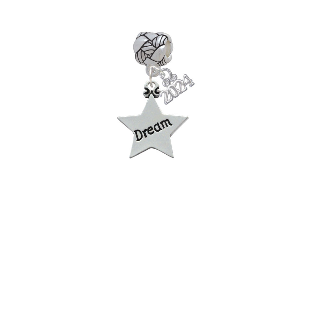 Delight Jewelry Silvertone Large Message Star Woven Rope Charm Bead Dangle with Year 2024 Image 2