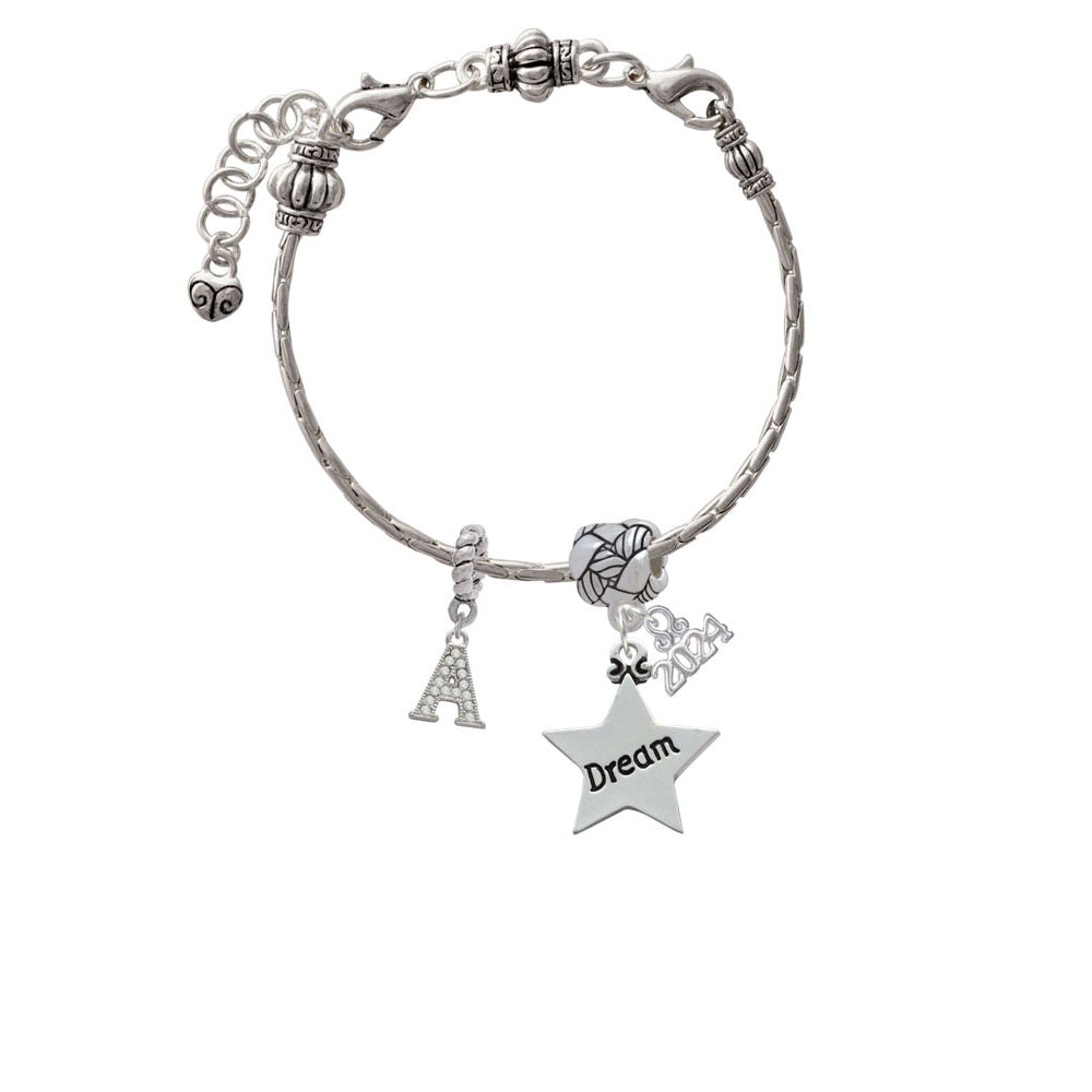 Delight Jewelry Silvertone Large Message Star Woven Rope Charm Bead Dangle with Year 2024 Image 3