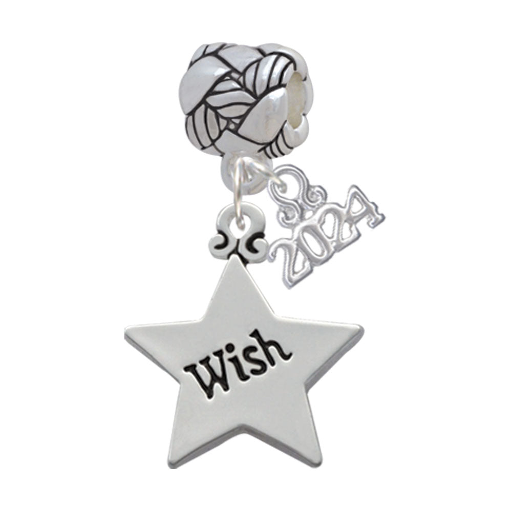 Delight Jewelry Silvertone Large Message Star Woven Rope Charm Bead Dangle with Year 2024 Image 4