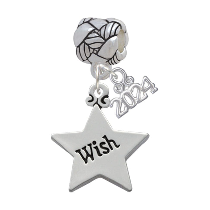Delight Jewelry Silvertone Large Message Star Woven Rope Charm Bead Dangle with Year 2024 Image 1