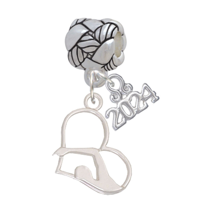 Delight Jewelry Plated Swimmer in Heart Woven Rope Charm Bead Dangle with Year 2024 Image 1